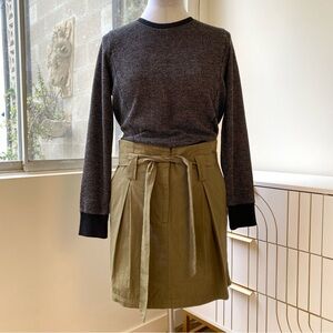 Azalea Paper Bag Waist Mini Skirt in Olive, Size M